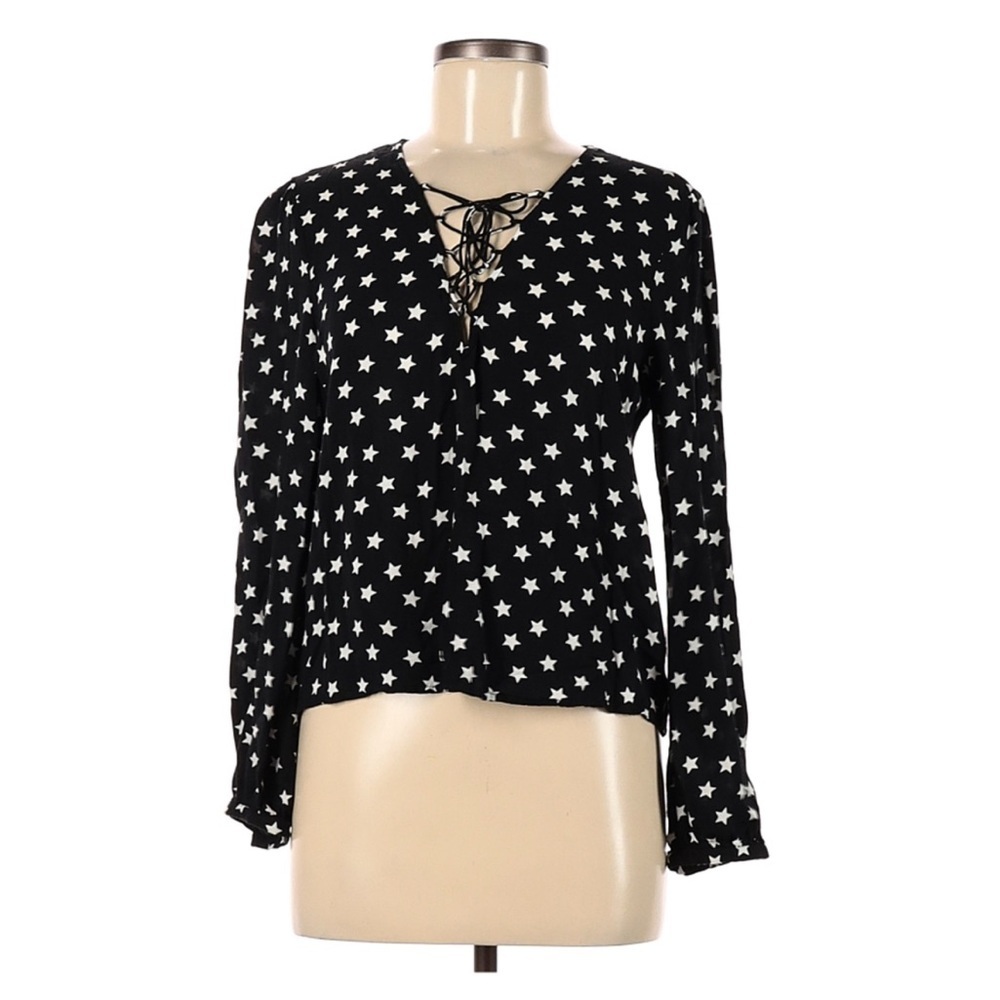 Forever 21 Black Star Print Women's Top size Medium